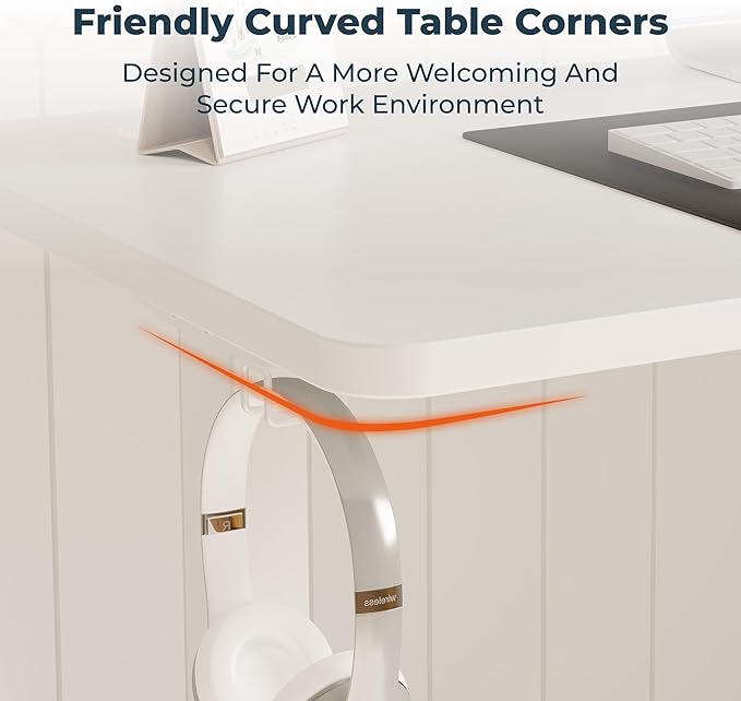 FitStand Adjustable Stand Up Desk with Memory Preset, Standing Desks 40 x 24 Inch Electric Home Office Desk Computer Workstation, Splice White Top + White Frame