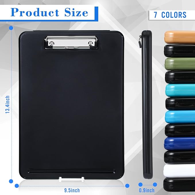 Ireer 12 Pcs Plastic Clipboard with Storage Heavy Duty Portable Writing Boards for 150 Sheet A4 Paper with Pen Holder Large Capacity Clipboards for Nurse Teacher Student Classroom Office (Deep Color)
