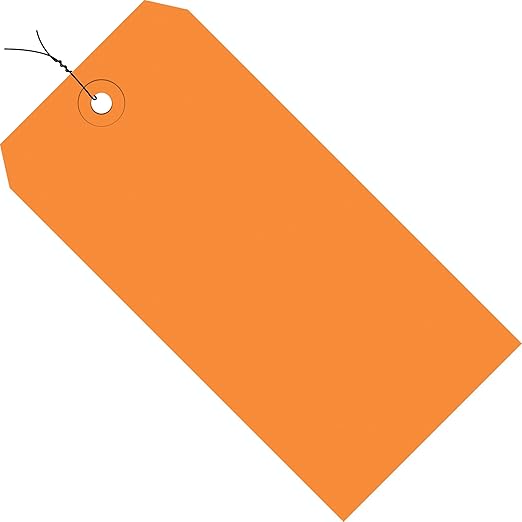 Aviditi Wired Shipping Tags, 4 3/4" x 2 3/8", 13 Pt, Orange, with Reinforced Eyelet, to Identify Or Address Items That Cannot be Labeled and to Color Code Shipments, Case of 1000