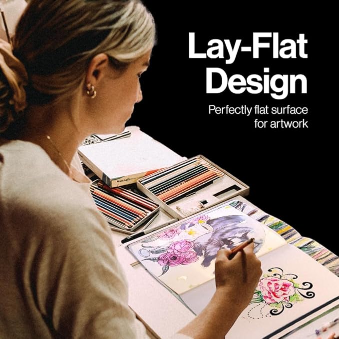 Landscape-Shaped Sketchbook, 8.25 x 5.5 inches, Lays Flat Flexible Sketch Book for Artists, Ideal for Ink, Water Color, Pen, Pencils, 160 Tear Resistant Pages, Size: Landscape Medium, Leda Art Supply