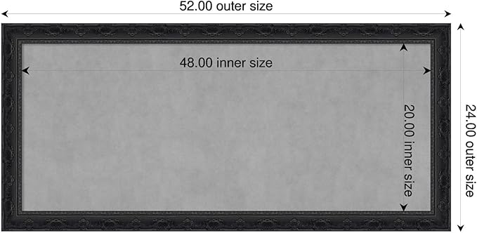 Amanti Art Black Framed Magnetic Board 24x52 Oversize Vision Board for use with Magnets, 100% Metal Sheet to Display Items as Office Decor or for Home Organization in mudroom, Kitchen or Kids Room