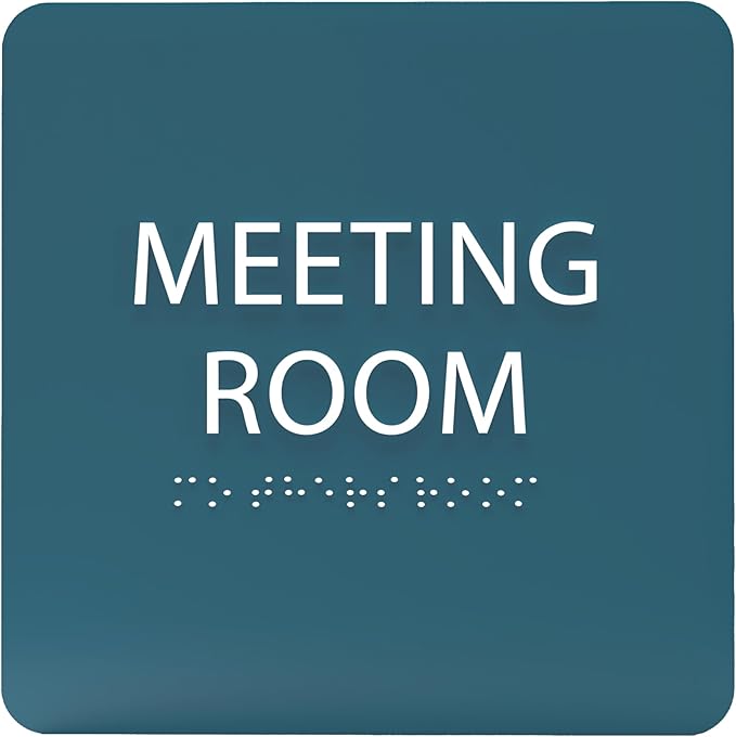 ADA CENTRAL SIGNS - 6" X6" Meeting Room Sign - ADA Compliant Tactile Graphics Grade 2 Braille Text Acrylic Wall Sign - Privacy Interview Room Name Door Sign for Schools Hospitals Offices & Apartments