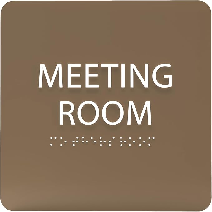 ADA CENTRAL SIGNS - 6" X6" Meeting Room Sign - ADA Compliant Tactile Graphics Grade 2 Braille Text Acrylic Wall Sign - Privacy Interview Room Name Door Sign for Schools Hospitals Offices & Apartments