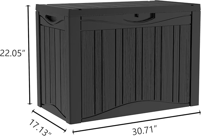 Decksplore 50 Gallon Outdoor Storage Box Waterproof Lockable Resin Deck Box Large, Patio Storage Bin for Pool Accessories Cushion Furniture, Garden Tools, UV-Resistant Outside Delivery Black