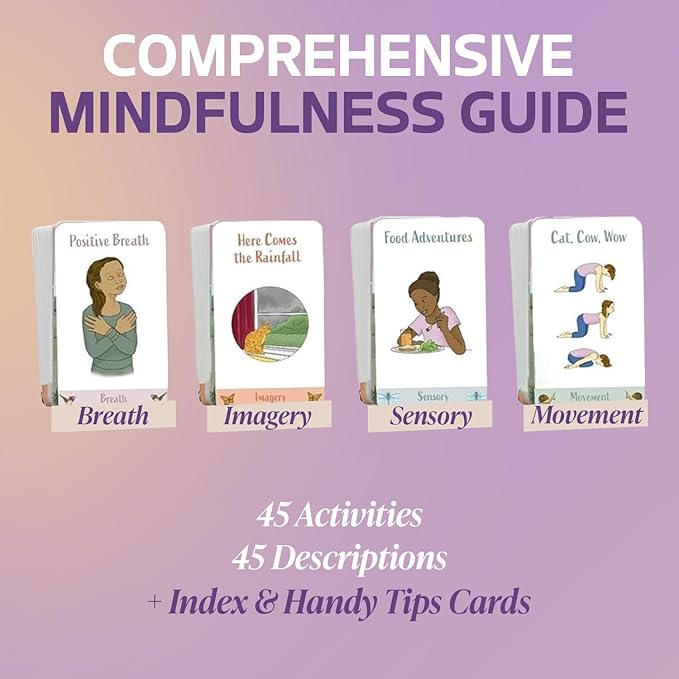 Mindfulness Cards for Kids, Meditation and Brain Focus for Yoga Classroom, Calm Corner Kit, Play Therapy, Affirmation Cards, Social Emotional Games, Mind Brain Emotion Connection, or Relaxation