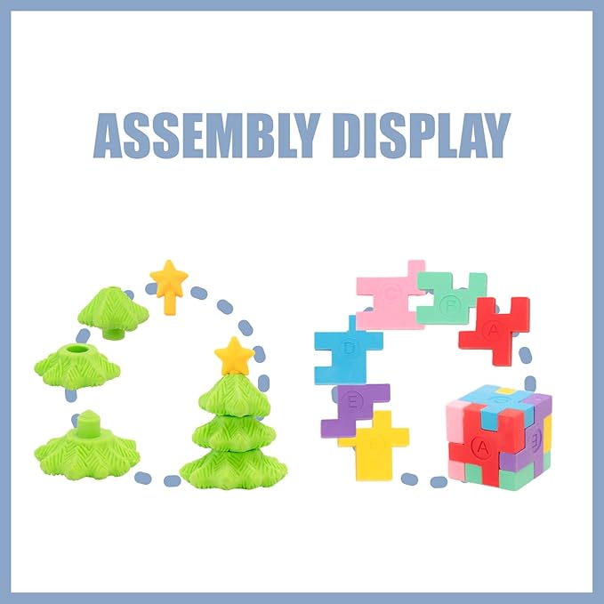 CLOCK KING 110pcs 3D Cute Kids Erasers, Random Desktop Pet Toys Gifts, Classroom Rewards Kids Party Gifts, Various Styles Such as Animals, Food, Plants, Space, Princess, Sports, Halloween, Christmas