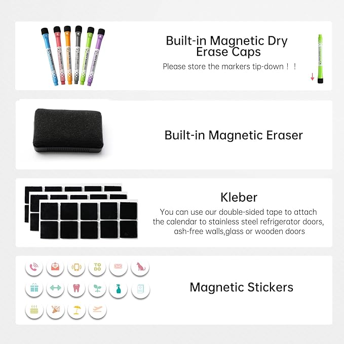 Magnetic Weekly Dry Erase Whiteboard Calendar&Monthly Calendar&Daily Planner&to Do List&Menu Board for Fridge,Family Calendar,Schedule Board for Home