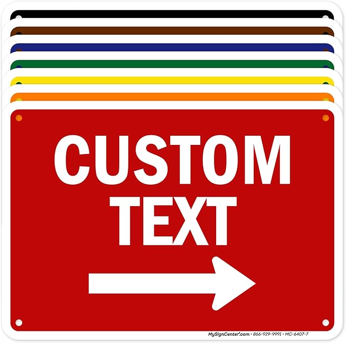 Custom Arrow,Custom Directional Sign, Right Arrow, 7x10 Inches, 55 mil thick HDPE (high density polyethylene) Made in USA by My Sign Center