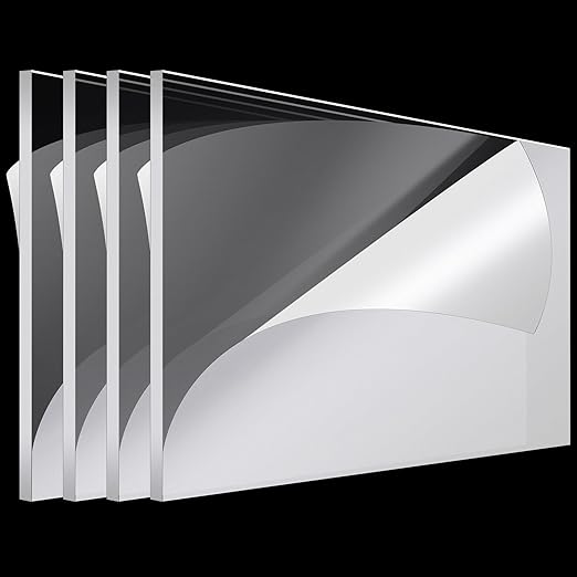 Roowest 4 Pcs 24 x 36 Inch, 1/4 Inch Thick Clear Acrylic Sheets Transparent Plastic Panels Sheets Cut to Size Cast Acrylic Board Panel with Protective Film for Craft DIY Projects Display Sign Frame