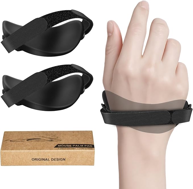 JIKIOU Advanced Ergonomic Right-Handed Gaming Wrist Rest for Mouse 2 Pack, Carpal Tunnel Support, Pain Relief, Anti-Fatigue, Easy Glide, Office Computer Laptop Gaming Black