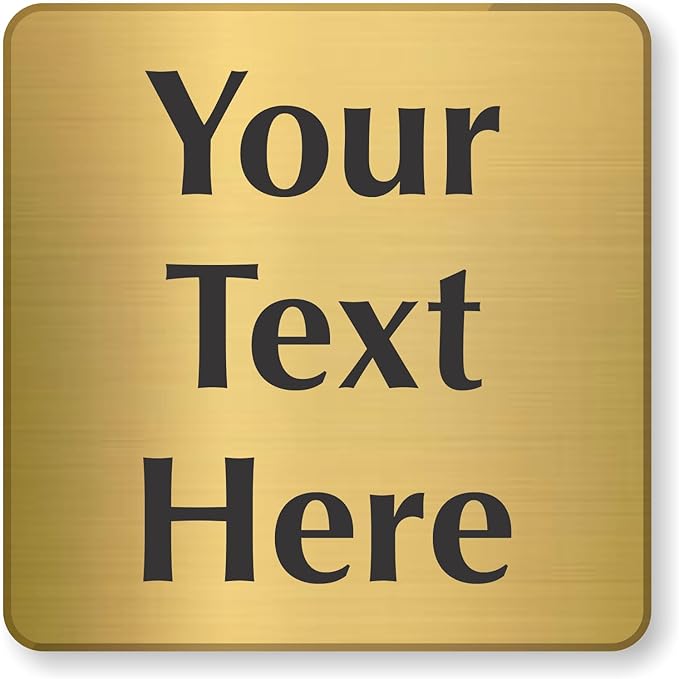 SmartSign Custom Brass Sign - 4" x 4", 40 mil REAL Bugle Brass Metal, Personalized Name Door Sign, Heavy-Duty Premium Engraved Door/Wall Mount Plaque for Business/Office, Gold and Black
