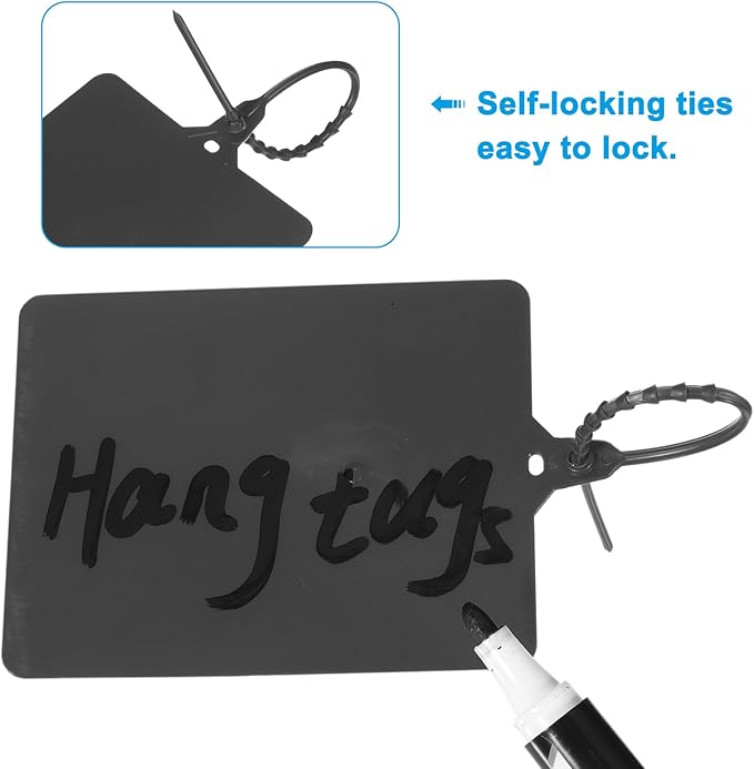 MECCANIXITY Plastic Seals Shipping Tags, for Basket Labels Cable Labels Tags Product Identification Tags, Logistics Marking, Outdoor Tagging, 3.1x3.9 Inch Black 50Packs