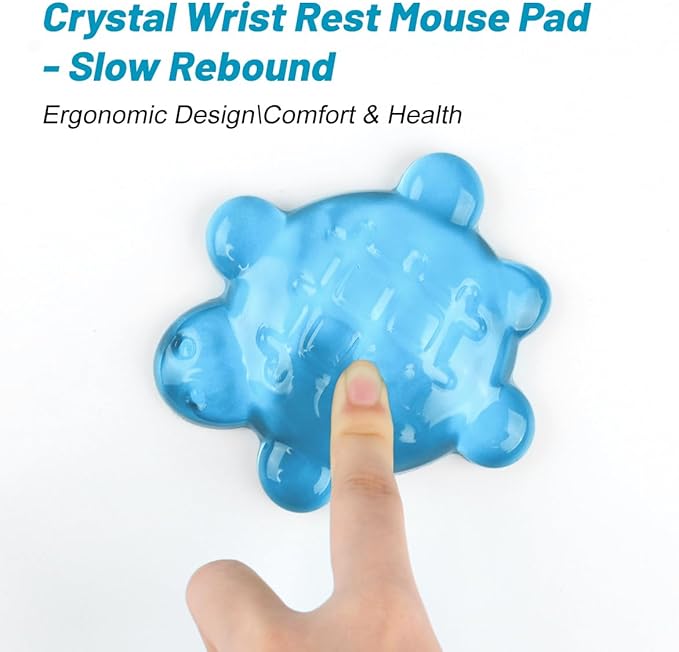 Lucocia Silicone Gel Mouse Wrist Rest,Cute Turtle Shape Ergonomic Elbow Mouse Rest Wrist Pad,Comfort Support for Typing and Gaming-Blue