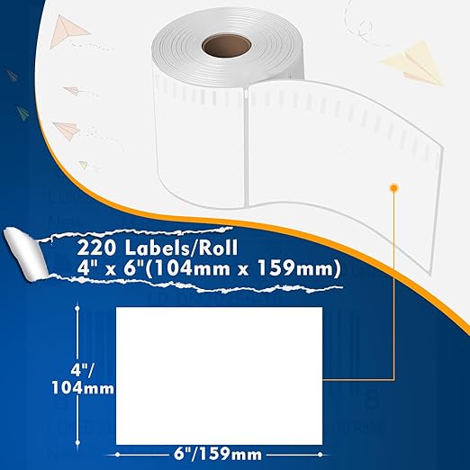 L LIKED 2200 4x6 Thermal Shipping Labels Direct Thermal Printer Labels Compatible with DYMO 4XL Zebra Rollo - White Perforated Strong Adhesive (220/Roll, 10 Rolls)