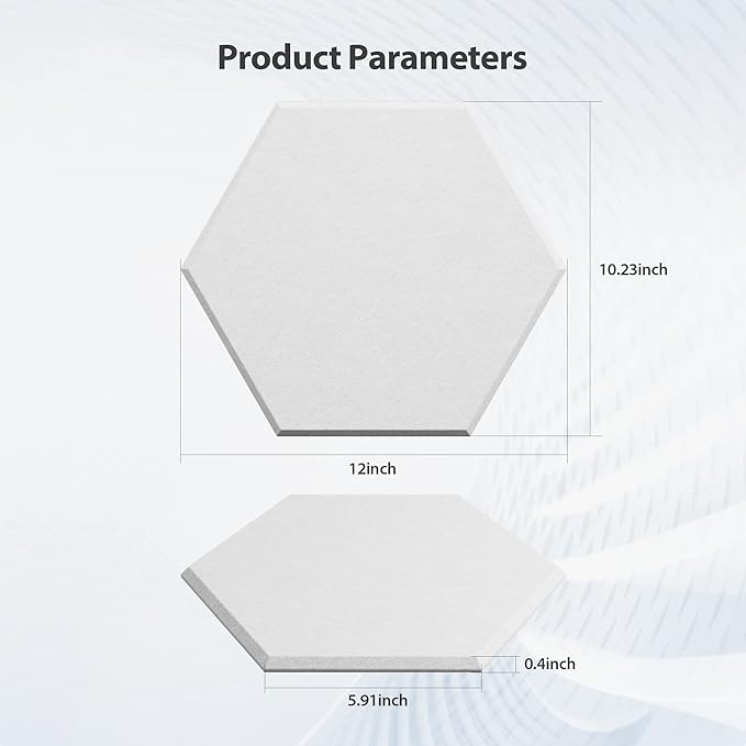 Amantech 12 Pack Acoustic Panels Self Adhesive Sound Proof Foam, High Density Sound Acoustic Foam Panel, 12X10.23X0.4 Inch Hexagon Wall Panels in Home,Office,Reccording Room,Studio(Snow White)