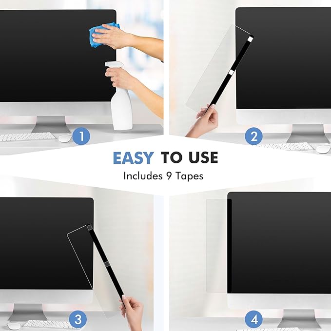 DOLLAR BOSS Monitor Memo Boards for Computers 3 Pcs Office Desk Accessories 11" x 3.1" Transparent Acrylic Monitor Side Panel Multifunction Message Board Screen Note Holder for Office Home Work Desk