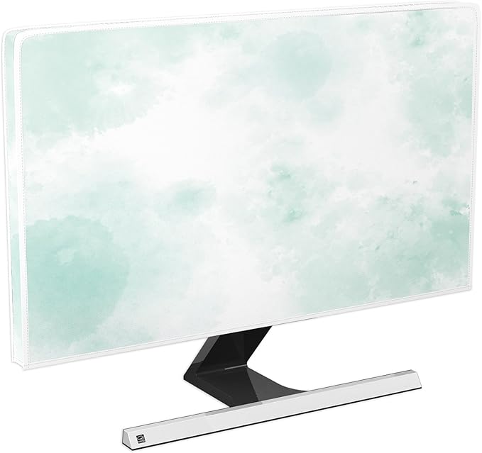 Baocicco Abstract Watercolor Waterproof Computer Monitor Cover 26, 27, 28 Inch Cyan Marble Dip Dyeing Dust Proof Monitor Covers for Computer Screen Anti-Static Dustproof Protective，Mint Green