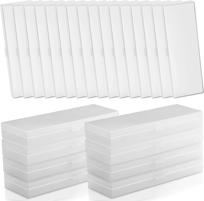Fainne 24 Pcs Plastic Pencil Case Bulk Pencil Boxes Plastic Stationery Case Frosted Pen Box Pen Holder with Hinged Lid Snap Closure for Office(Single Layer,White,7.09 x 2.36 x 0.98 Inch)