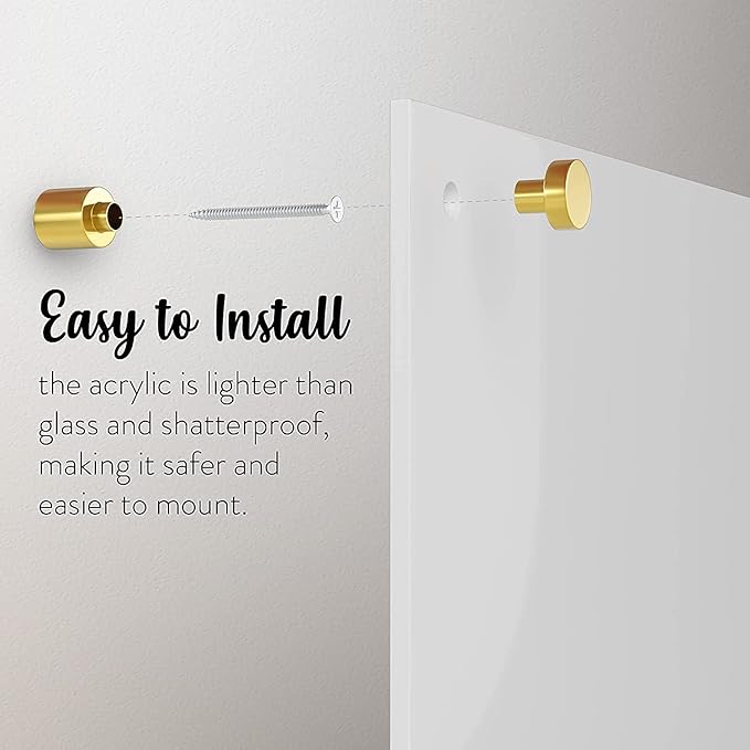 Acrylic Dry Erase Board for Wall with Stylish Border - Shipped Next Day, Made in USA, Non-Magnetic Whiteboard, Wall Mounted Board, Easy to Clean (White - 16x20)