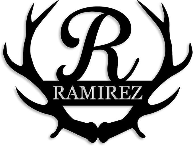 Personalized Monogram Antlers with Initials and Name Sign Custom Last Name Sign Personalized Family Name Sign Personalized Metal Sign Antler Monogram Letter Sign Wedding Housewarming Anniversary Gift