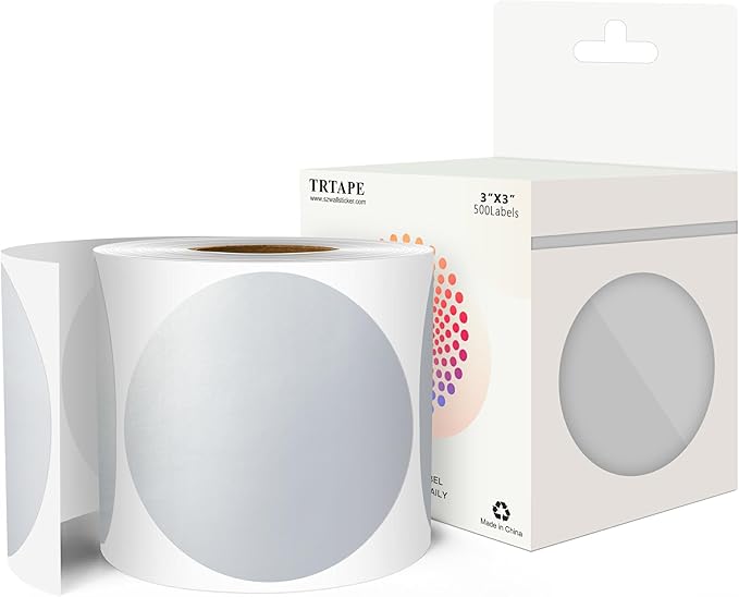 3 Inch Round Color Coding Labels (500 per Roll) - Colored Dot Stickers Round Labels for Inventory, Warehouse, Office Organizing - Silver Circle Stickers