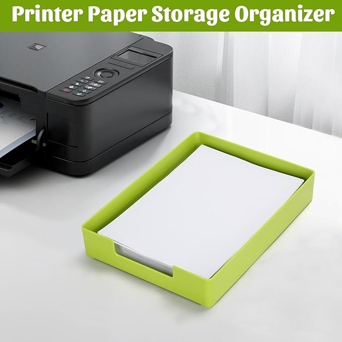 AZFUNN Letter-Size Tray Desk Letter Tray Paper Tray, Sturdy Heavy-Duty Plastic Printer Paper Tray, Single-Tier Stackable File Storage Organizer for Office Home (1, Green)