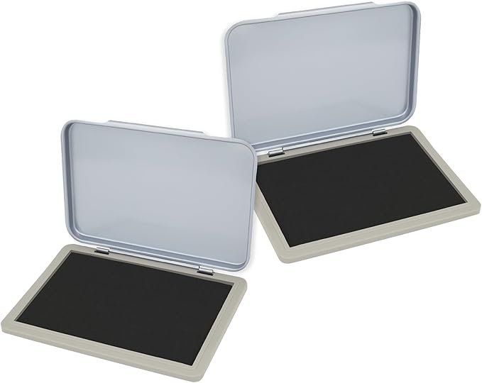 2 Pack Metal Case Stamp Pad Medium Size, Black Color - Size: 3" x 4" - Choose from 15 Ink Colors