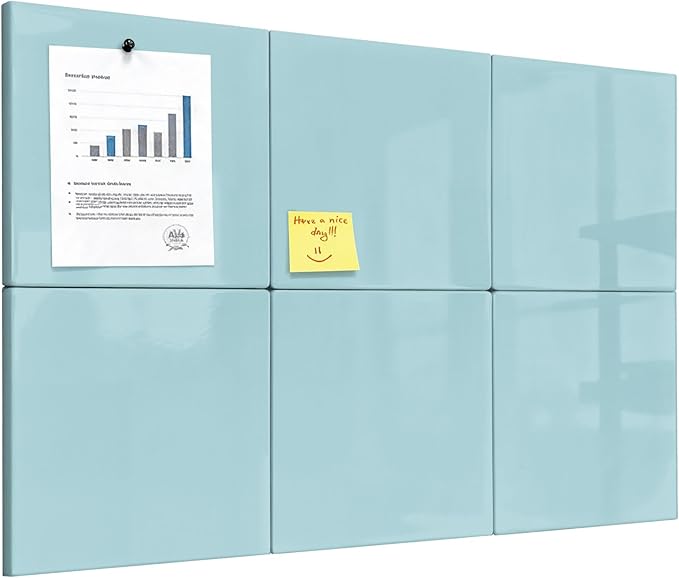 Comix Magnetic Dry Erase Board, 6 Pack, 11.8 x 11.8 Inches, Modular Whiteboard for Fridge, Office and Home, Small White Board Dry Erase Set for Kids, Students, Kitchen Organizer and Planner, Green