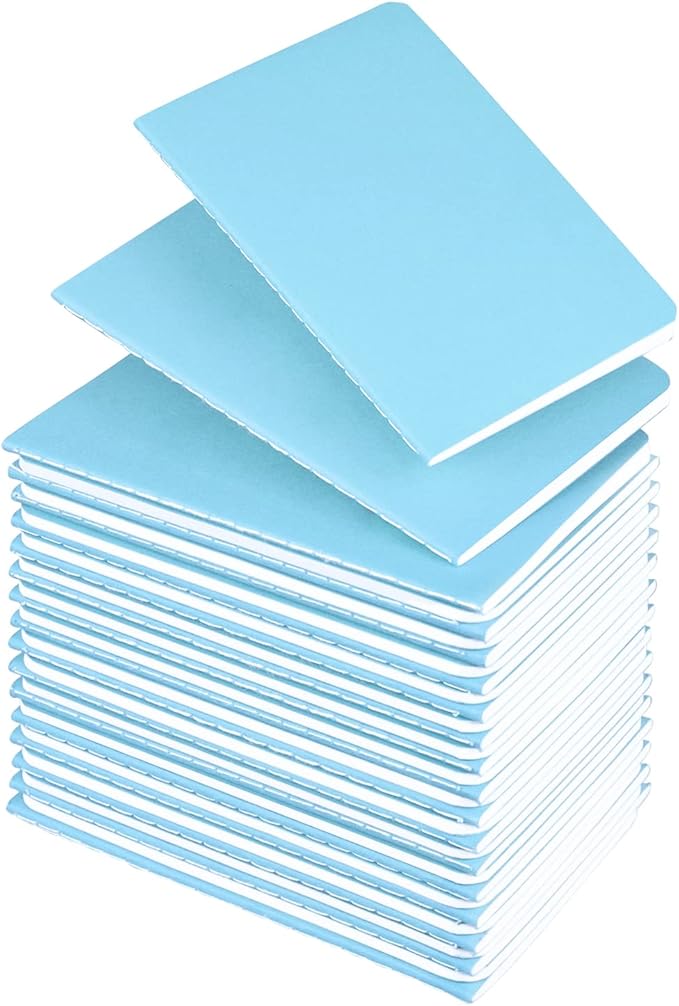 Lzerking Mini Notebooks Bulk 36 Pack Small Pocket Journal Notepads-Light Blue Cover 3.5 x 5.5 Inches, 30 Sheets/60 Pages, for Kids to Write Stories