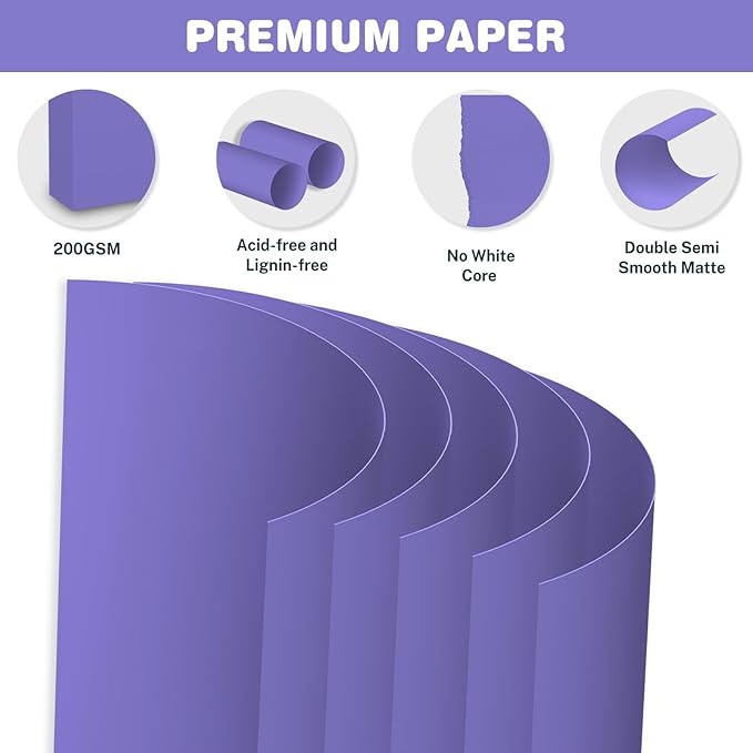 Cardstock 8.5 X 11, 40 Sheets, Dark purple Card Stock, 75lb/ 200gsm Copy Paper, Cardstock Printer Paper For Art, Drawing, Invitations, DIY Cards, Craft, Construction, School & Office Supplies