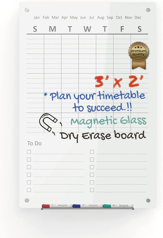 Audio-Visual Direct Magnetic Weekly Planner Dry-Erase Board for Wall - 24" x 36" - (to Do List, White)