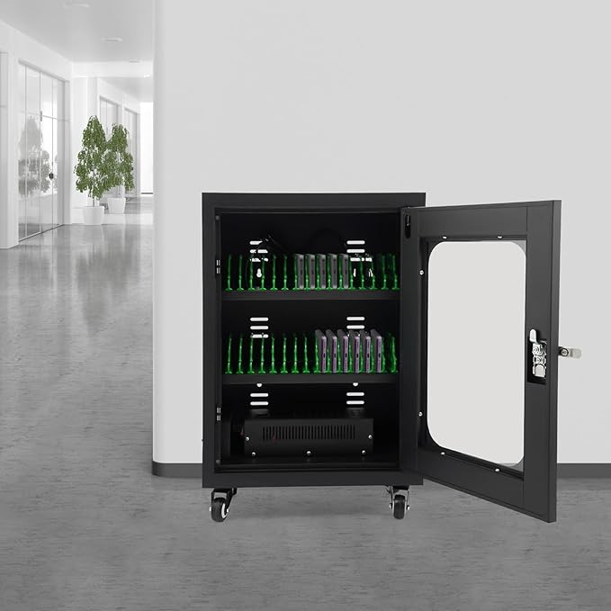 Rechargeable Mobile Phone Charging Cabinet,30 Slots Cell Phones Charging Station Portable Cellphone Charging Cart with Combination Lock, for Students and Employees, Tourists (30Slots)