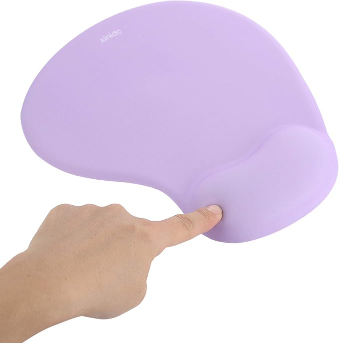 xinidc Ergonomic Computer Mouse Pad with Wrist Rest Support, Pain Relief Mouse Pad with Non-Slip PU Base for Home Office Working Studying (Purple)