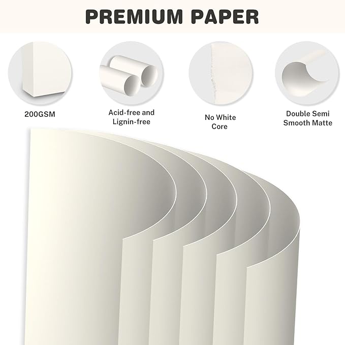 Cream Cardstock 8.5 X 11, 80 Sheets Card Stock, 75lb/ 200gsm Copy Paper, Cardstock Printer Paper for Art, Drawing, Invitations, DIY Cards, Watercolor, Craft, Construction, School & Office Supplies