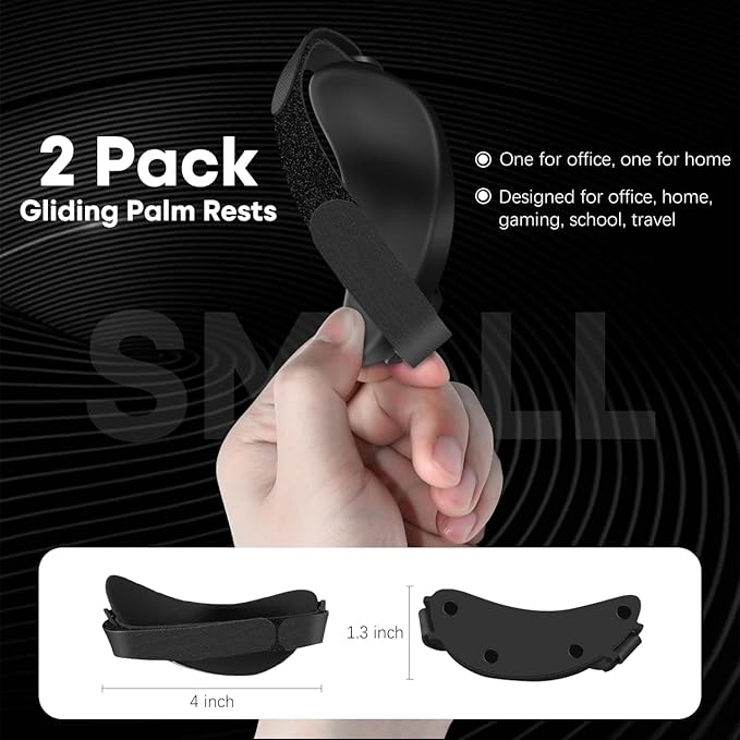 JIKIOU Advanced Ergonomic Right-Handed Gaming Wrist Rest for Mouse 2 Pack, Carpal Tunnel Support, Pain Relief, Anti-Fatigue, Easy Glide, Office Computer Laptop Gaming Black