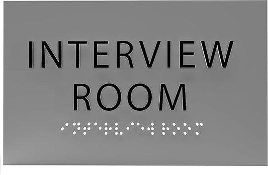 ADA CENTRAL SIGNS - 6" X4" Interview Room Sign - ADA Compliant Tactile Graphics Grade 2 Braille Text Acrylic Wall Sign | Privacy, Meeting, Room Name Sign for Schools, Hospitals, Offices, & Apartments