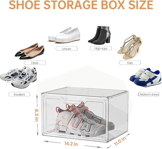 KOKOIN Magnetic Acrylic Clear Shoe Boxes – 360° Transparent Stackable Sneaker Storage & Organizer Box, Professional Shoe Display Case & Multipurpose Storage Bin for Closet (5pcs)