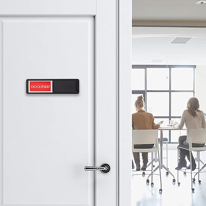 Vacant Occupied Door Sign, Sliding Room Status Indicator Privacy Door Sign for Office, Restroom, Conference Room, Home, Hotel, Hospital (Black)