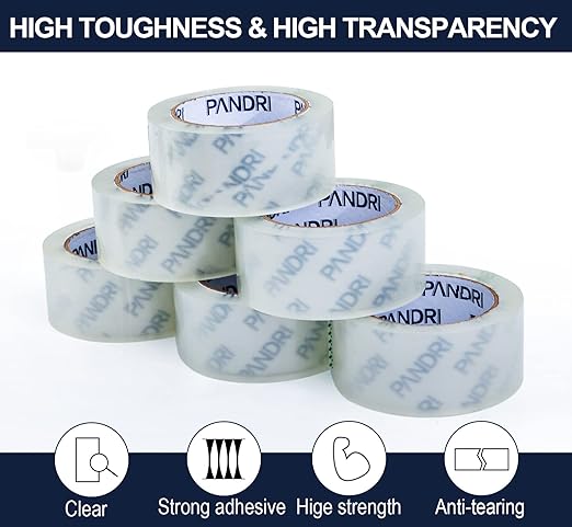 PANDRI Clear Packing Tape, 36 Rolls Heavy Duty Packaging Tape for Shipping Packaging Moving Sealing, 1.88 inches Wide, 65 Yards Per Roll, Total 2340 Yards