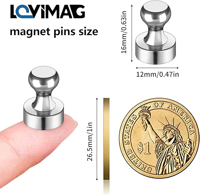 LOVIMAG Fridge Magnets 12Pcs Refrigerator Whiteboard Small Strong Magnet Classroom Kitchen Accessories Decorative Locker Set Decor Must Haves Office Calendar Refrigerador Magnetic Cute Crafts Silver