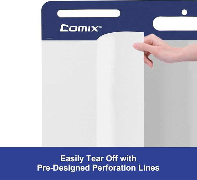 Comix Sticky Easel Pad, Large 20 x 23 Inches Flip Chart Paper for Teachers, Businessmen, Office Workers, Self Stick Easel Paper, 30 Sheets/Pad, 3 Pads/Pack