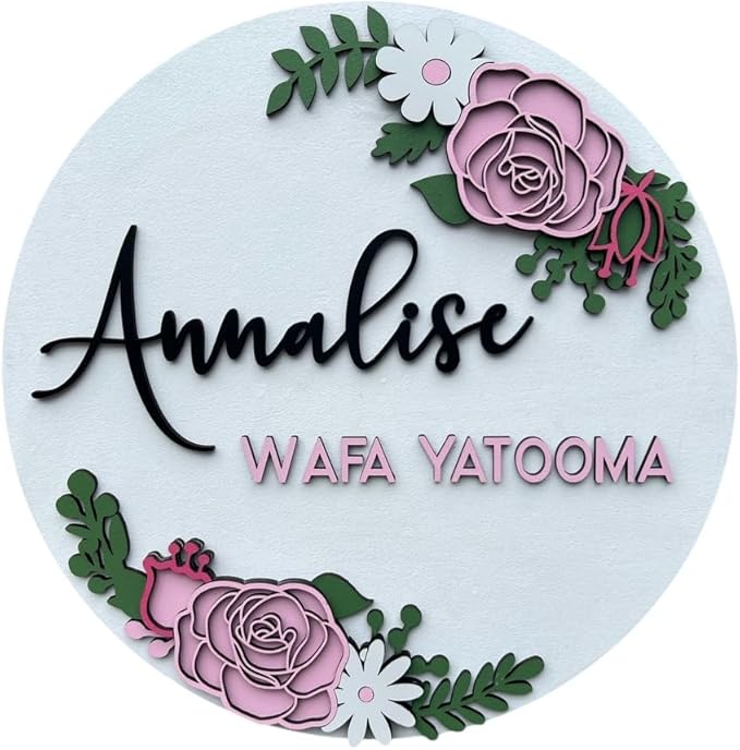 Personalized name wall decor for girls room, Newborn Girl Nursery Decor, Infant Room Sign, Flower Room Sign, Wall Decor for infant nursery, Baby Girl Gift, Newborn Gift (Floral Theme)