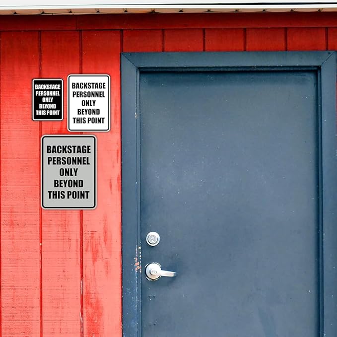 Portrait Round Backstage Personnel Only Beyond This Point Door or Wall Sign Easy Installation | Music | Concert | Festivals Sign (Black Gold) - Medium