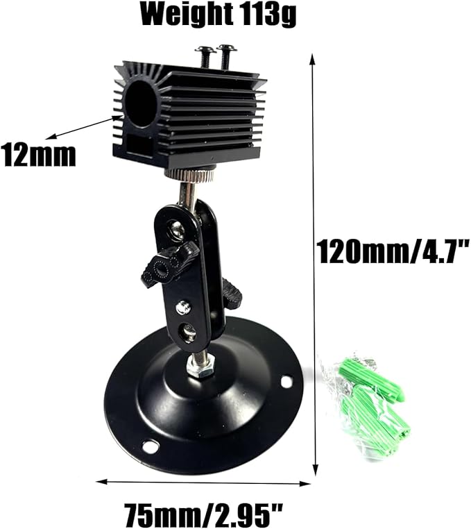 Laser Positioning Bracket Laser Module Fixing Bracket 360-degree Adjustable Positioning Bracket 12mm (12mm-3packs)