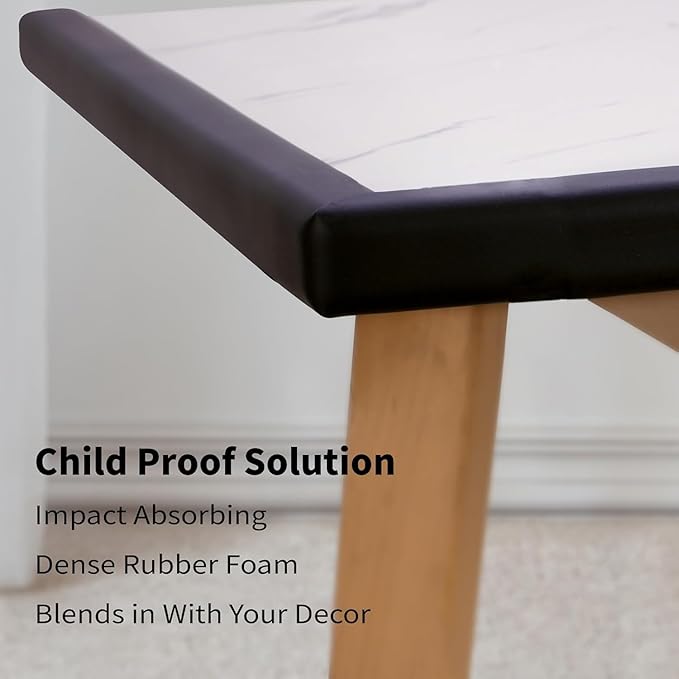 Baby Proofing Edge and Corner Guards, (20ft Edge + 8 Corners) Safety Furniture Bumper, Baby Corner Protector for Fireplace, Table, Stair, Cabinet, 3M Adhesive, Black