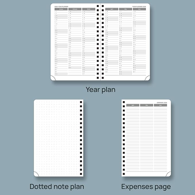 POPRUN Pocket 2026 Planner (Small Size- 4'' x 6.25'') Weekly and Monthly for Purse - Calendar 2026 (Jan. 2026 - Dec.2026) with Soft Cover, Plastic Ruler - Black