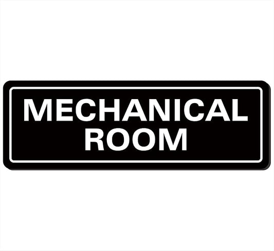 Mechanical Room Sign – Equipment Room Sign, Premium Durable Acrylic Material, Super Strong Self-Adhesive, Quick Installation, Suitable For Home And Business (9 × 3 Inches, Black)
