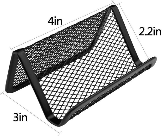 Chiyuehe Black Metal Mesh Business Card Holder Desk Business Card Organizer for Desk Office Name Card(Black, 6 Pack)