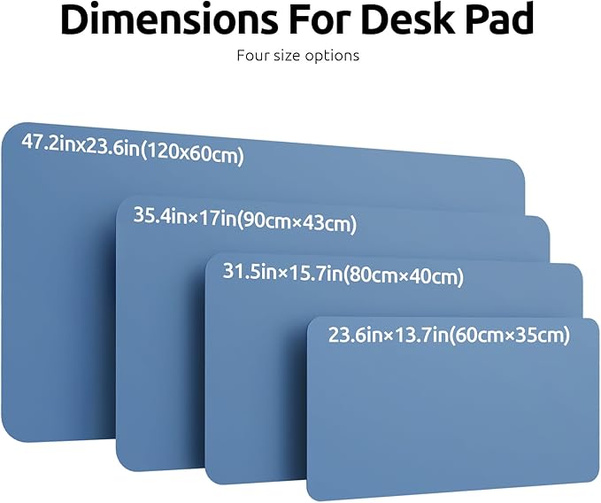 YSAGi Leather Desk Protector, Office Mat, Large Mouse Mat, Non-Slip PU Leather Blotter, Laptop Desk Pad, Waterproof Writing Pad for Office and Home (Sea Blue, 31.5" x 15.8")
