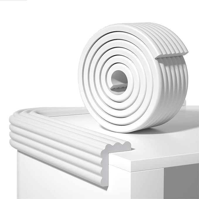 Edge Protector,Baby Proofing Baby Edge Protector Strip Safety,Soft Rubber Foam Padding,Edge Corner Guards Protector Corner Edge Bumpers for Furniture (White, 16.4Ft x 3.15" W x 0.31" Th)